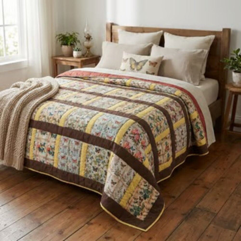 Beautiful Autumn Butterfly Puffy Lap Quilt